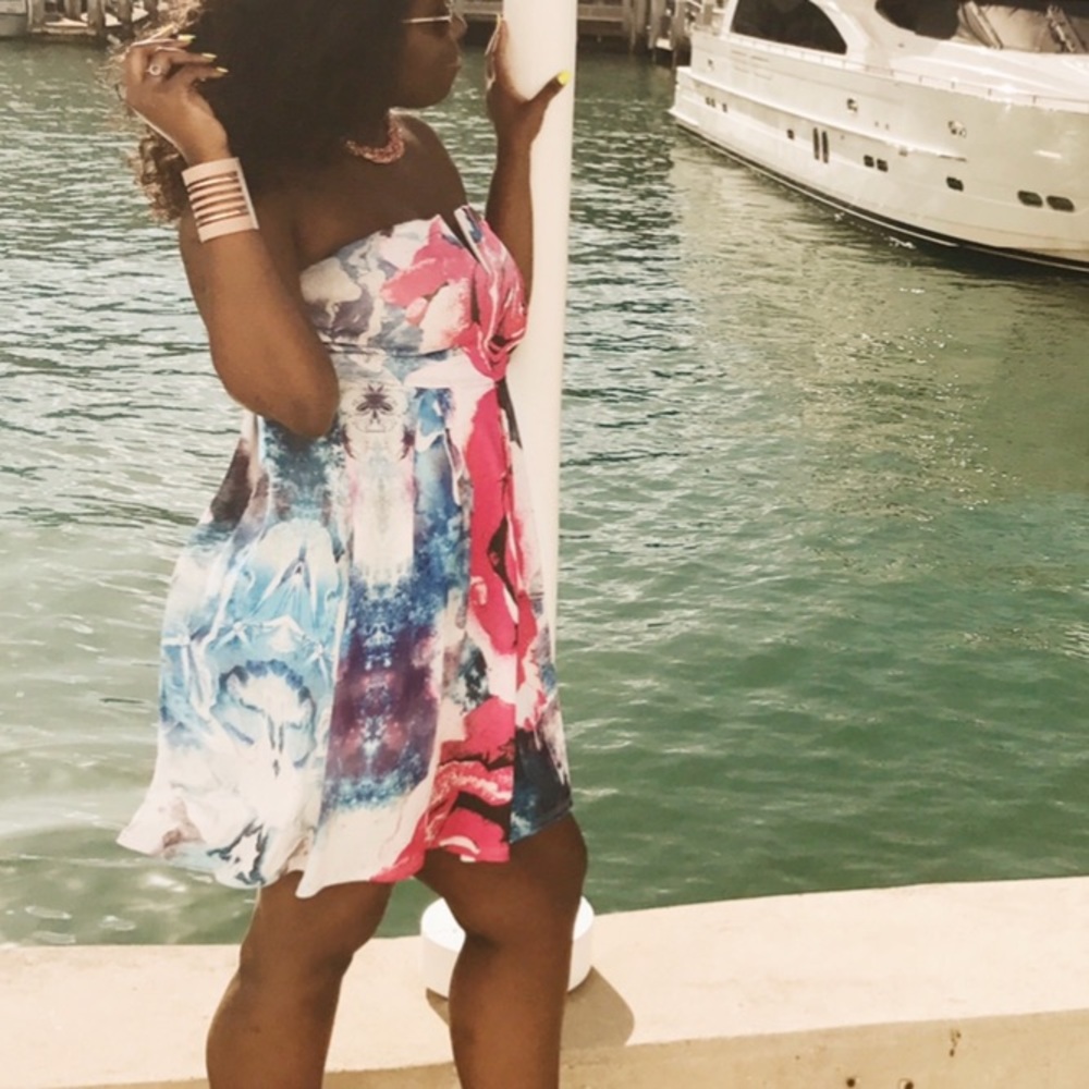Strapless Floral Dress